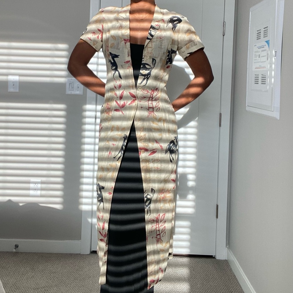 Vintage Elegant Cream and Black Women's Dress